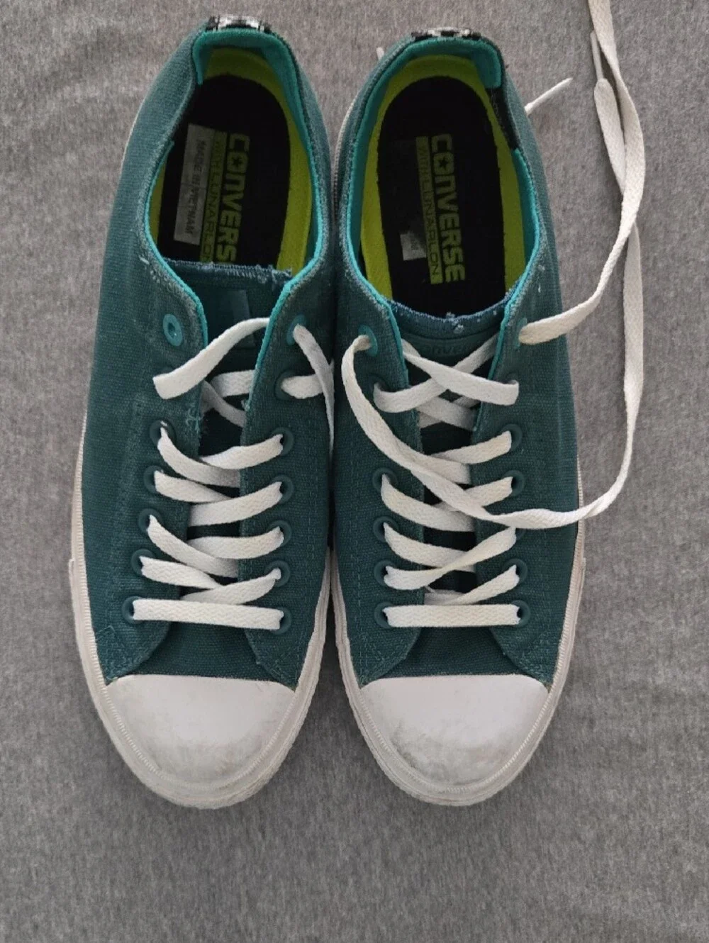 Converse Chuck II Teal Canvas Low-Top Sneakers with White Laces
